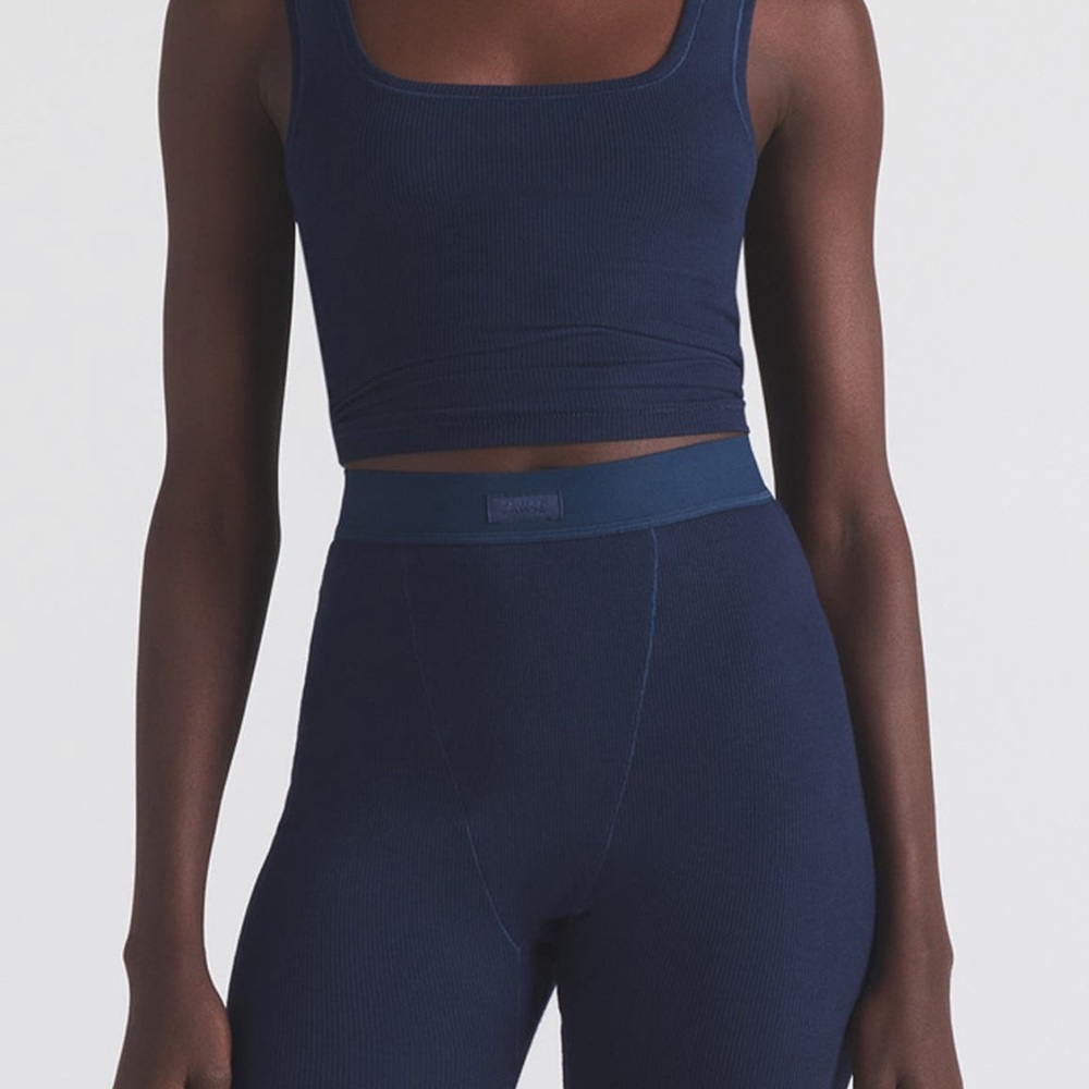 SKIMS Blue Pajama Set Square Neck Sleeveless